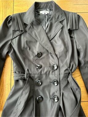 Classic Black Trench Coat with Waist Tie